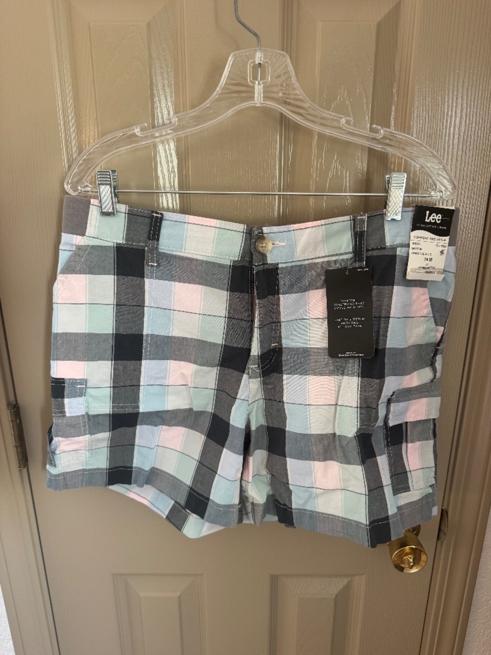 NWT Lee cotton spandex cargo shorts soft waist Sz 14 M